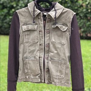 Free People Army Jacket with Knit Hoodie